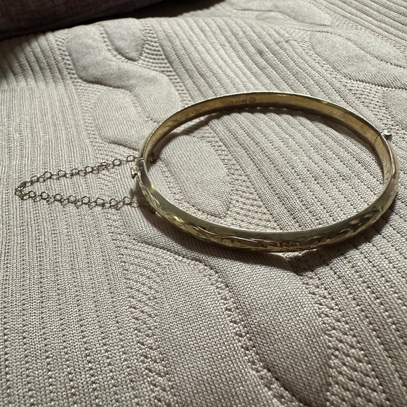 Vintage Gold tone Bangle Bracelet Silver 925 - Picture 2 of 12